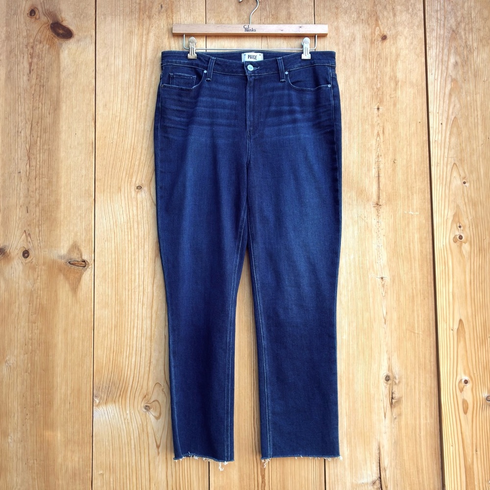 Paige Cindy Straight Jeans Raw Hem Sz 33 - Picture 2 of 6